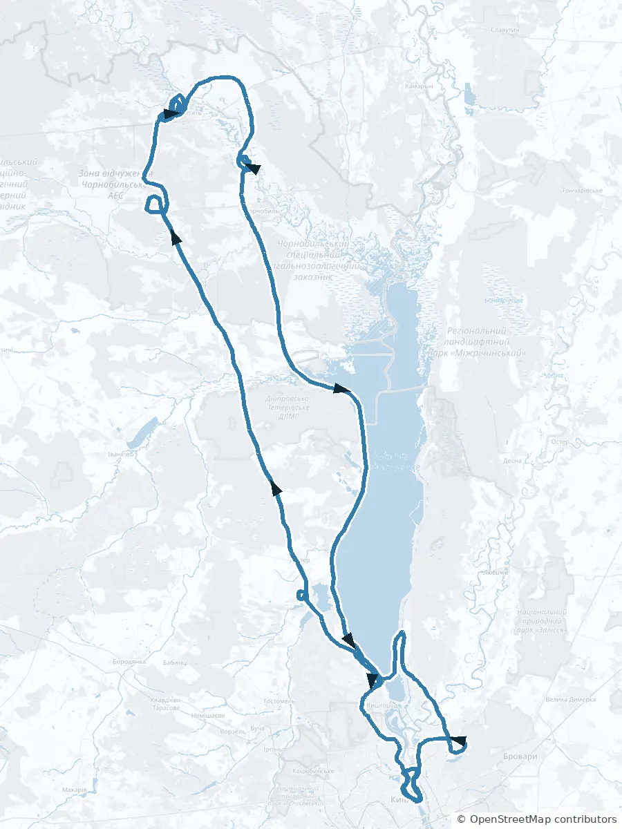 Ruta en el mapa: Vuelo en helicóptero sobre Prípiat y Chernóbil – 110 minutos